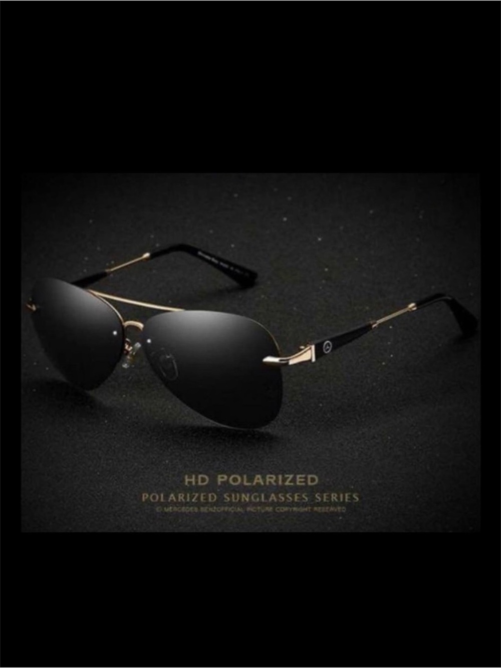 Mercedes-Benz Aviator Sunglasses, Gold Metal Frame, Polarized, 100% UV protectio - Picture 2 of 8